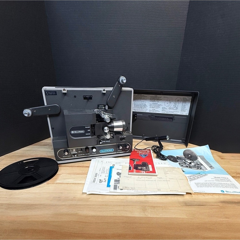 Bell & Howell Filmosonic 1745C Super 8 Sound Movie Projector w/ Mic Reel Manual